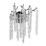 Бра цвета хром с ветвями и прозрачными стеклянными подвесками в виде вытянутых спиральных капель Droplet Chandelier варинант исполнения - 1 | Loft Concept в Костроме