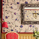 Обои с вышивкой ручной работы Flora Catherine colourway on Liso Pearl wool sateen варинант исполнения - 2 | Loft Concept в Костроме