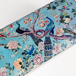 Банкетка из массива бука с цветочным принтом Turquoise Beige Chinoiserie Garden Banquette варинант исполнения - 2 | Loft Concept в Костроме