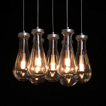 Люстра с 7-ю прозрачными плафонами из стекла в форме капли на круглом потолочном основании цвета хром Lucid Rain  варинант исполнения - 5 | Loft Concept в Костроме