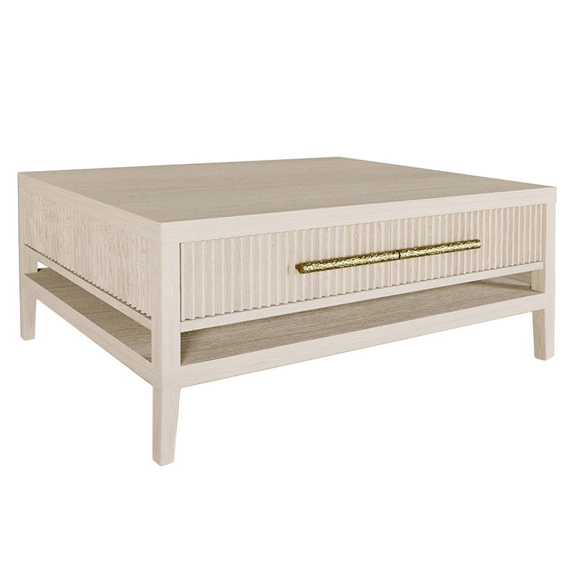 Кофейный стол Primo с двумя ящиками Светлый дуб Древесина Золотой в Костроме | Loft Concept 