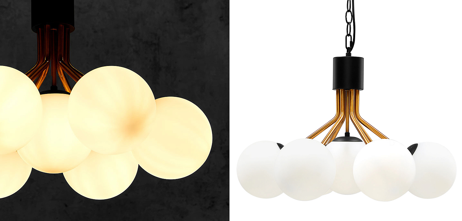Люстра Berries Chandelier White Balloons Bronze Black 7 Люстра Berries Chandelier White Balloons Bronze Black 7 - Loft-Concept в Костроме