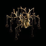 Бра в форме ветвей деревьев золотого цвета с прозрачными подвесками-каплями Droplet Bra варинант исполнения - 4 | Loft Concept в Костроме