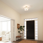 Потолочный светильник с двойным цилиндрическим плафоном из белого стекла и прозрачной органзы Kichler варинант исполнения - 11 | Loft Concept в Костроме