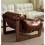 Кресло-диван кожаное на деревянном каркасе Medieval Furniture варинант исполнения - 2 | Loft Concept в Костроме