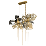 Люстра подвесная с 18-ю стеклянными плафонами с вертикальными подвесками Gilded Mirage  варинант исполнения - 5 | Loft Concept в Костроме