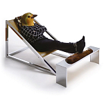 Дизайнерское кресло на металлическом каркасе с подставкой для ног Poltronova Mies Armchair варинант исполнения - 2 | Loft Concept в Костроме