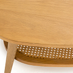 Журнальный стол из массива дуба и декором из плетеного ротанга Reyer Rattan Coffee Table варинант исполнения - 3 | Loft Concept в Костроме