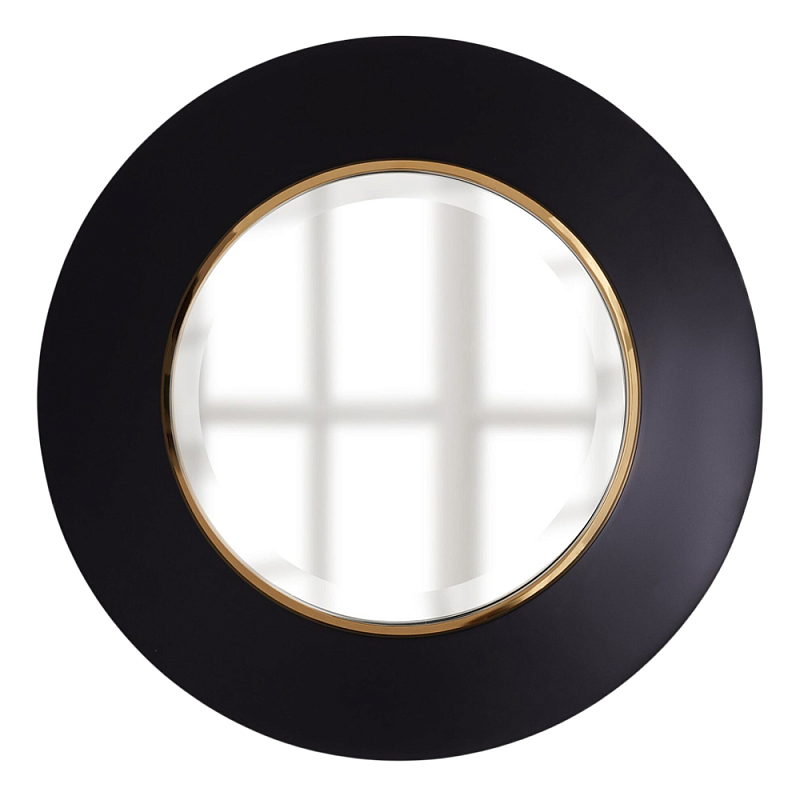 Чёрное настенное зеркало с золотым кантом Porunalia Зеркало Черный Золотой в Костроме | Loft Concept 