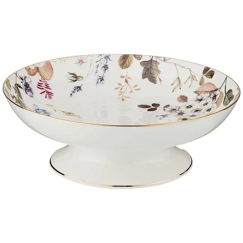 Ваза фарфоровая белая на ножке с рисунком цветов Garden Whisper Porcelain Set Белый Мульти Ваза фарфоровая белая на ножке с рисунком цветов Garden Whisper Porcelain Set Белый Мульти в Костроме | Loft Concept
