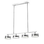 Люстра светодиодная с 4-мя круглыми прозрачными плафонами цилиндрической формы из акрила и стекла с пультом для регулировки света Glass Lamp Chromium варинант исполнения - 1 | Loft Concept в Костроме