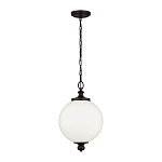 Подвесной светильник с белым стеклянным плафоном в форме шара на цепи Feiss варинант исполнения - 2 | Loft Concept в Костроме