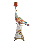 Подсвечник с попугаем из фарфора с бронзовыми элементами Eden Garden варинант исполнения - 1 | Loft Concept в Костроме