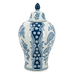 Ваза с крышкой и голубым цветочным рисунком 37 см Blue & White Ornament варинант исполнения - 2 | Loft Concept в Костроме