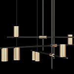 Люстра с 9-ю цилиндрическими плафонами цвета латунь TRIBES CHANDELIER варинант исполнения - 3 | Loft Concept в Костроме