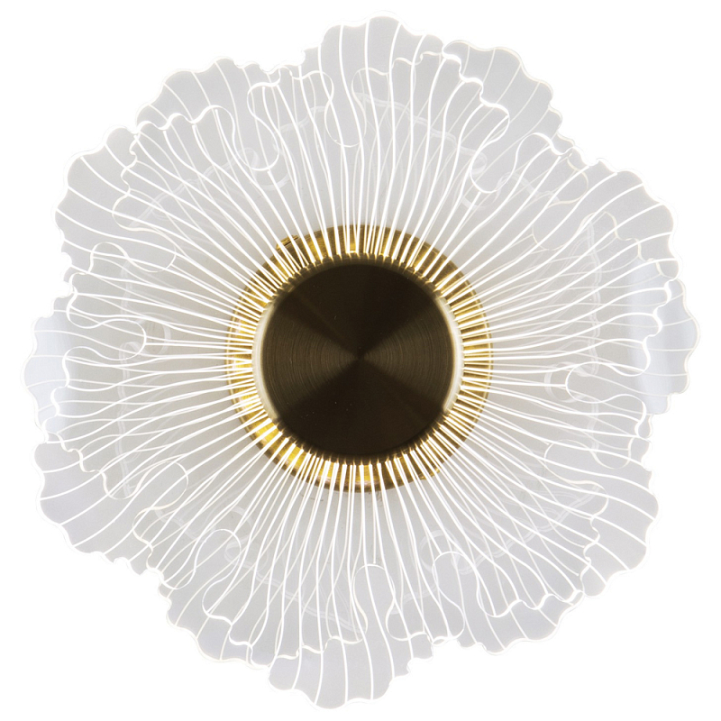 Бра в виде цветка Loggia White Flower Acrylic Wall Lamp Прозрачное Стекло Глянцевое золото в Костроме | Loft Concept 