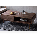 Кофейный стол из дерева с ящиком и нишей для хранения Coffee Walnut Table варинант исполнения - 3 | Loft Concept в Костроме