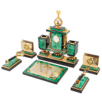 Настольный письменный набор из малахита и долерита с декором в виде герба России Leader Organizer варинант исполнения - 2 | Loft Concept в Костроме