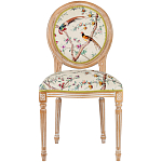 Стул из массива бука бежевый с изображением птиц и цветов Beige Green Chinoiserie Peach Garden Chair варинант исполнения - 1 | Loft Concept в Костроме