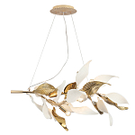 Люстра подвесная с декоративными белыми и золотыми листьями на текстурном основании Wintery flovers варинант исполнения - 2 | Loft Concept в Костроме
