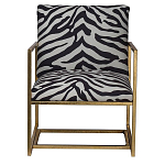 Кресло с металлическим золотистым каркасом и мягкой обивкой с чёрно-белым принтом зебры Wild animals варинант исполнения - 1 | Loft Concept в Костроме