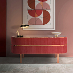 Дизайнерский комод овальный с розовой бархатной обивкой Edith варинант исполнения - 2 | Loft Concept в Костроме