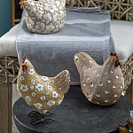 Статуэтка курица с белым цветочным узором и металлическими ножками Rustic Chicken варинант исполнения - 4 | Loft Concept в Костроме