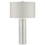 Настольная лампа мраморная с тканевым цилиндрическим абажуром Sharpened варинант исполнения - 4 | Loft Concept в Костроме