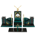 Настольный письменный набор из змеевика тёмно-зелёного цвета с декором в виде орла Successful Leader варинант исполнения - 1 | Loft Concept в Костроме