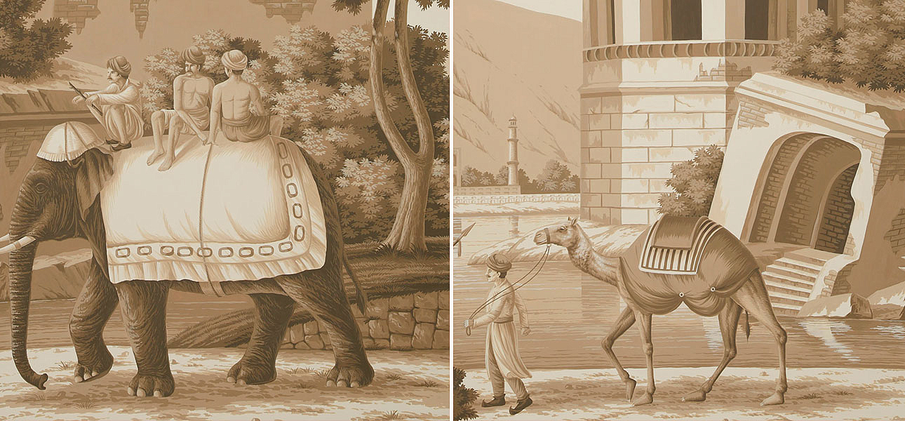 Обои ручная роспись Early Views of India Sepia on scenic paper Обои ручная роспись Early Views of India Sepia on scenic paper - Loft-Concept в Костроме