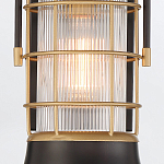 Настенный фонарь цилиндрической формы с рифленым стеклом в золотом каркасе на черном прямоугольном основании Eurofase варинант исполнения - 15 | Loft Concept в Костроме