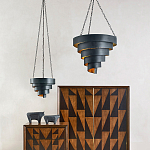 Подвесной светильник в форме спирали черный с золотой внутренней отделкой Warm Glow варинант исполнения - 3 | Loft Concept в Костроме