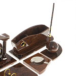 Настольный письменный набор с часами из природного камня обсидиана Competent Leader варинант исполнения - 5 | Loft Concept в Костроме