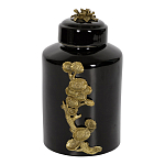 Банка с крышкой из фарфора с бронзовым цветочным элементом Eden Garden варинант исполнения - 1 | Loft Concept в Костроме