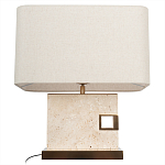 Настольная лампа с прямоугольным основанием из натурального камня c тканевым абажуром Lapis Tiburtinus варинант исполнения - 3 | Loft Concept в Костроме