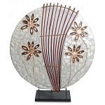 Настольная лампа из перламутра и дерева на подставке Indonesian Shell Flower варинант исполнения - 2 | Loft Concept в Костроме