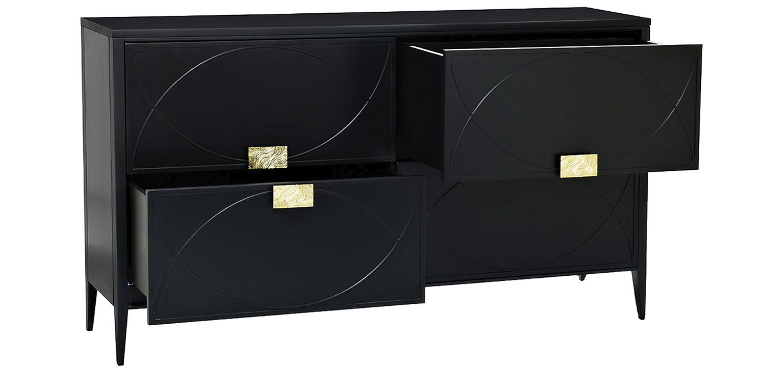 Комод с 4-мя ящиками Amelie Black Chest of Drawers Черный Комод с 4-мя ящиками Amelie Black Chest of Drawers Черный - Loft-Concept в Костроме