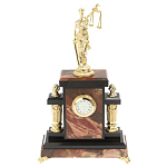 Часы настольные бронзовые из натурального камня Яшма с декором в виде Фемиды Themis Stone Clock варинант исполнения - 1 | Loft Concept в Костроме