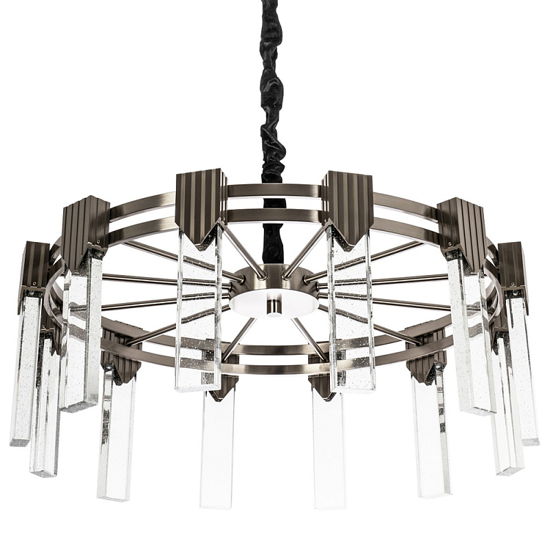 Люстра с прямоугольными хрустальными плафонами Glass Rectangles Chrome Chandelier 60 Хром Прозрачное Стекло Черный Люстра с прямоугольными хрустальными плафонами Glass Rectangles Chrome Chandelier 60 Хром Прозрачное Стекло Черный в Костроме | Loft Concept