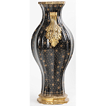 Ваза черного цвета из фарфора с золотистым узором и бронзовыми ручками Высота 39.5 см Eden Garden porcelain and bronze варинант исполнения - 2 | Loft Concept в Костроме