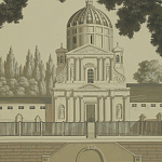 Обои ручная роспись Monuments of Paris Terre Foncée on scenic paper варинант исполнения - 2 | Loft Concept в Костроме