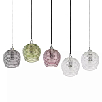 Подвесной светильник каскадный с 5-ю фактурными стеклянными плафонами Cascade with Relief Lampshades варинант исполнения - 3 | Loft Concept в Костроме