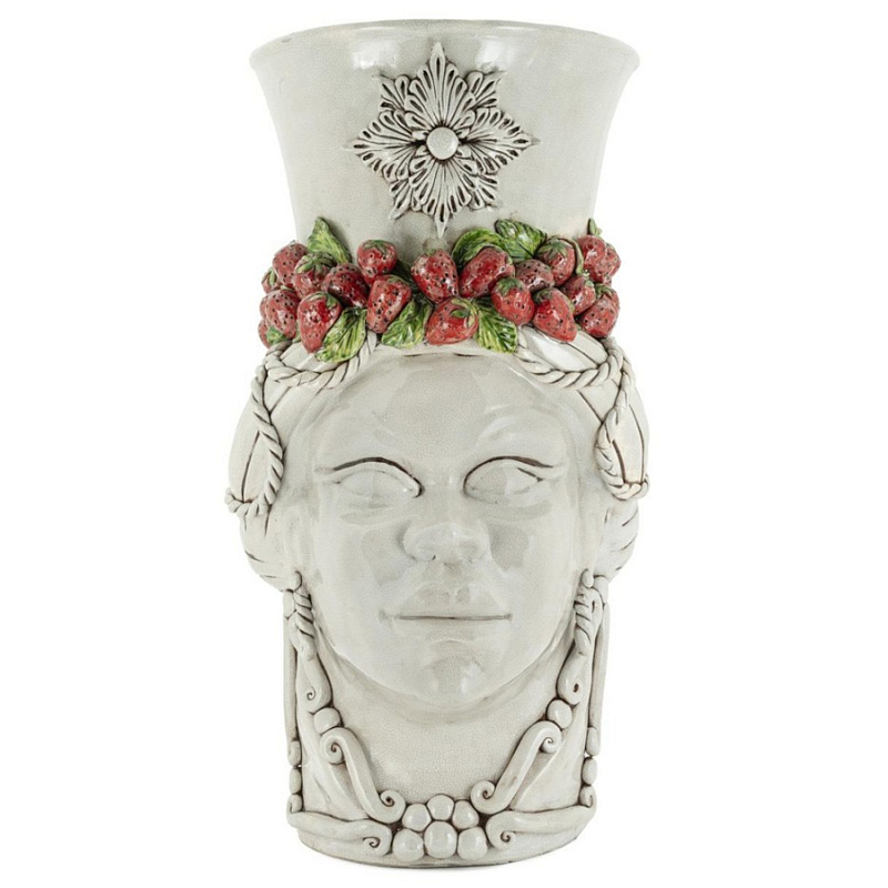 Ваза Vase Head Lady Giant Crakle Strawberry Бежевый Красный Ваза Vase Head Lady Giant Crakle Strawberry Бежевый Красный в Костроме | Loft Concept
