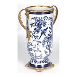 Ваза с бронзовыми ручками и синим цветочным узором Blue & White Ornament варинант исполнения - 2 | Loft Concept в Костроме