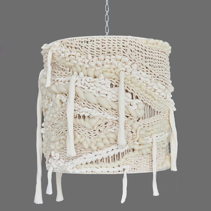 Плетеный Подвесной светильник из шерсти Wool Lamp Бежевый в Костроме | Loft Concept 