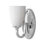 Бра для ванных комнат с белым стеклянным плафоном в форме бокала на овальном основании цвета хром с изогнутым держателем Feiss варинант исполнения - 1 | Loft Concept в Костроме