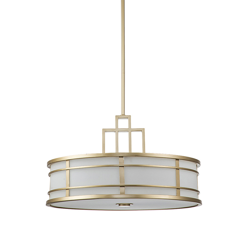 Подвесной светильник цвета латунь с белым матовым плафоном с геометрическим рисунком Feiss Латунь Белый в Костроме | Loft Concept 