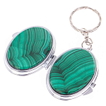 Зеркало брелок карманное двухстороннее из натурального камня Малахит Stone Mirrors варинант исполнения - 2 | Loft Concept в Костроме