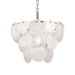 Люстра из белых стеклянных дисков на серебрянном каркасе White Glowing Reflectors варинант исполнения - 1 | Loft Concept в Костроме