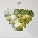 Люстра из зеленых стеклянных дисков с перламутровым эффектом Green Glowing Glaze варинант исполнения - 2 | Loft Concept в Костроме